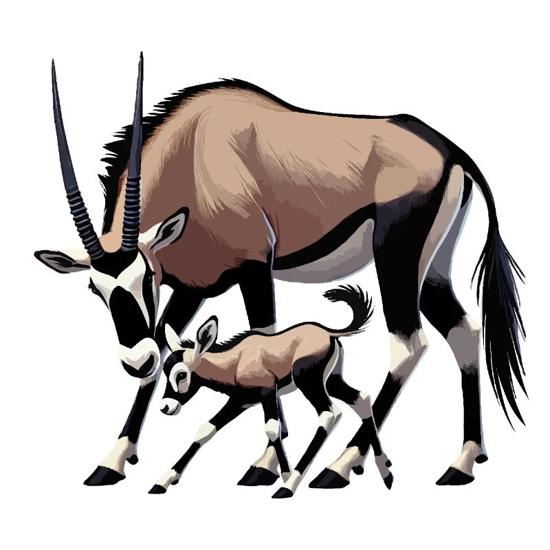 Antilope oryx avec jeune