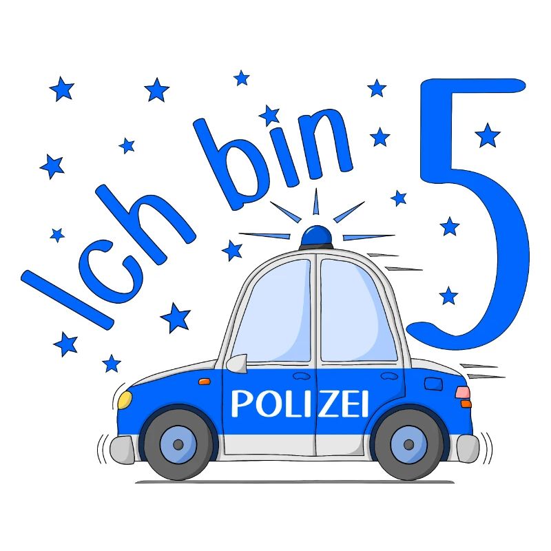 Polizeiauto Ich bin 5 Geburtstag Blau