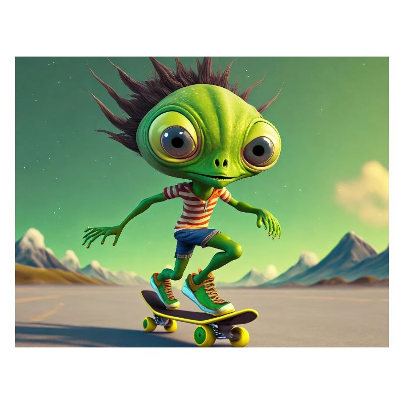 mignon petit vert rétro alien Planche à roulettes