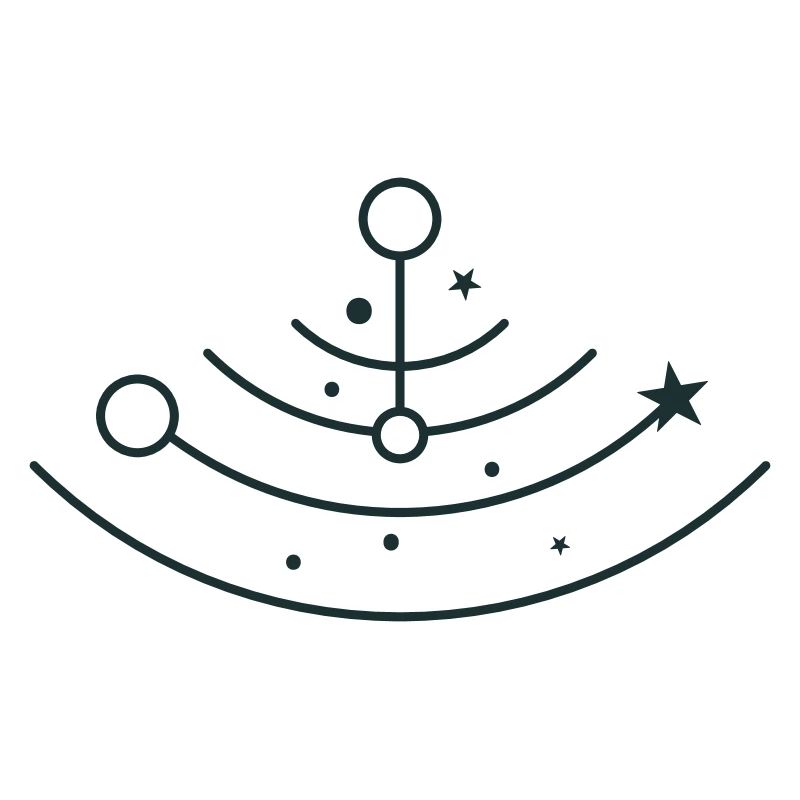 BOHO stars and moons in half circle orbits