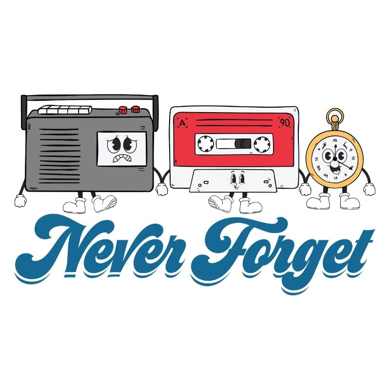 Never Forget Cassette Tape VHS Floppy Disk 90s