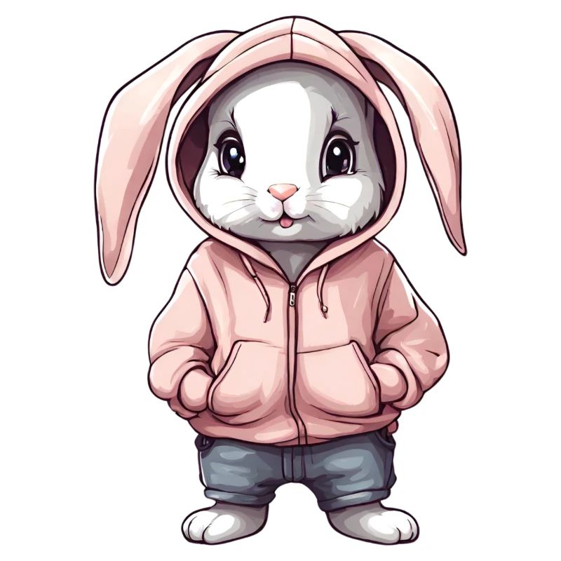 Lapin mignon avec pull hoddie