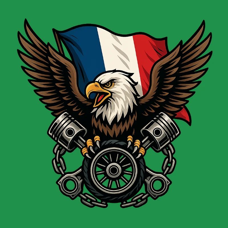 Aigle français avec drapeau 