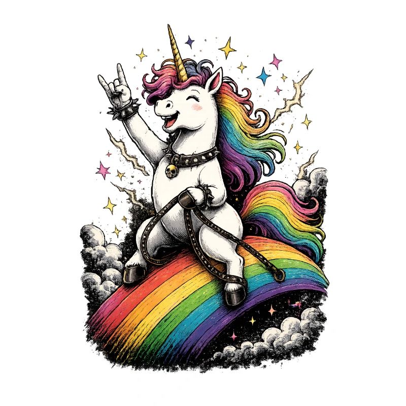Unicorn on rainbow stage