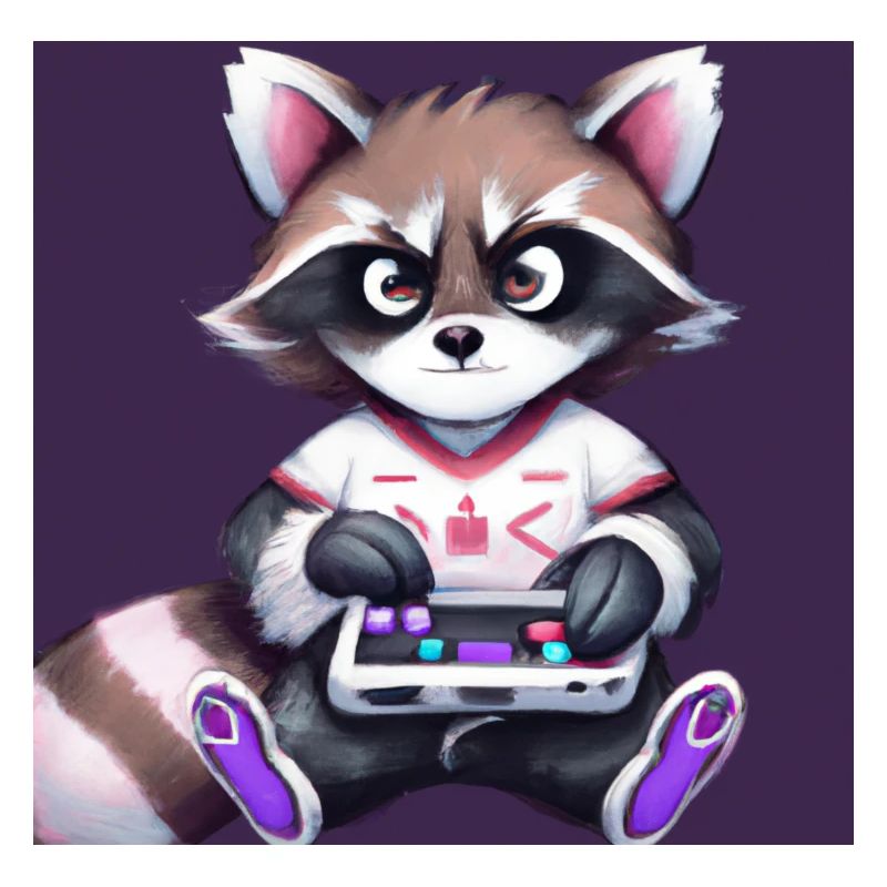 Kaweii Racoon Playing Computer Games