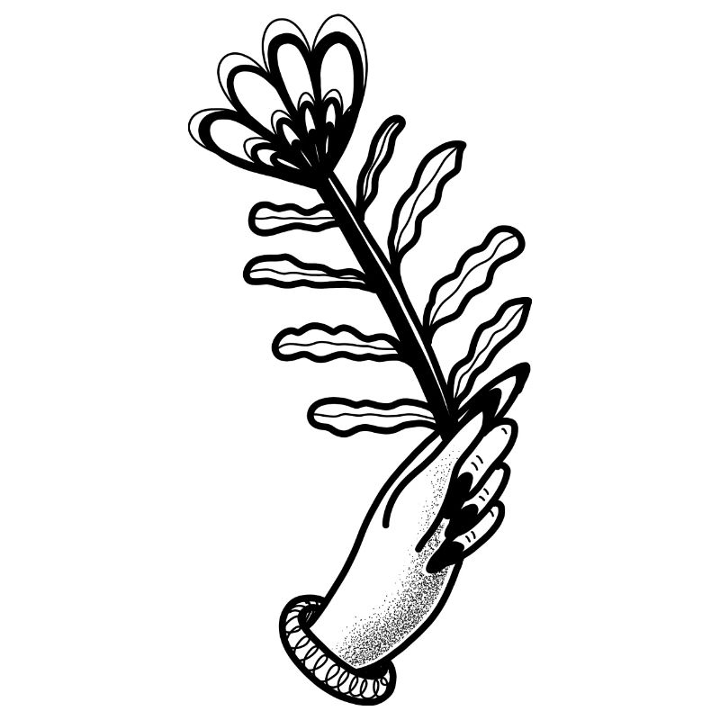 Handgezeichnete Hand mit Blumen