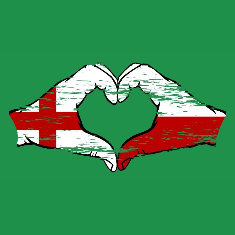 Angleterre Pologne drapeau forme coeur utilisé
