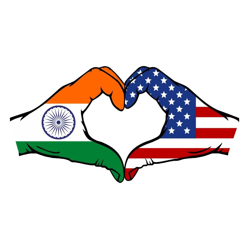 Inde États-Unis drapeau mains forme coeur