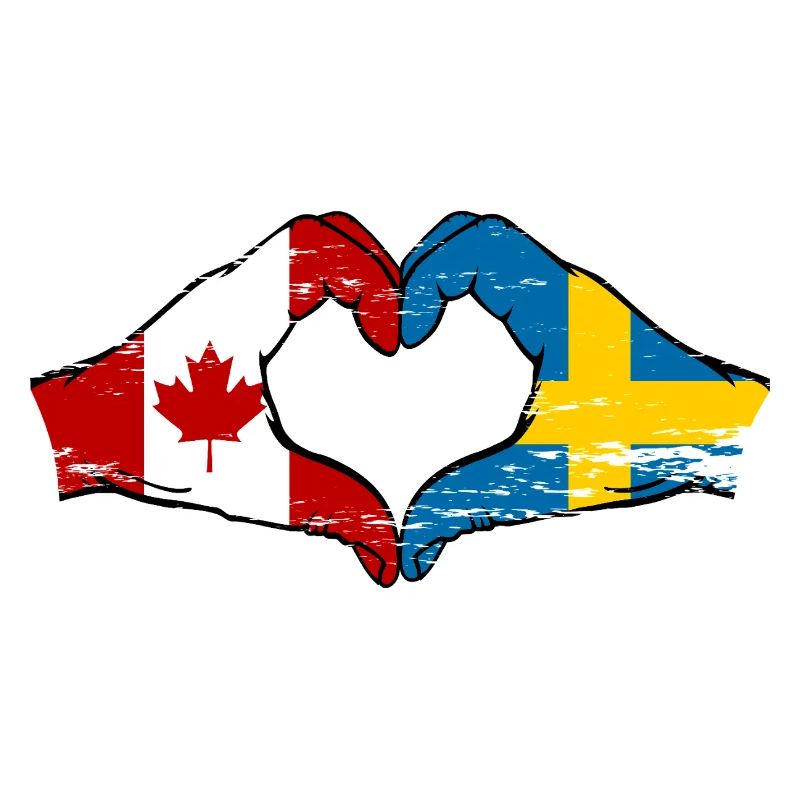 Canada Suède Drapeau Mains Coeur Forme Utilisé