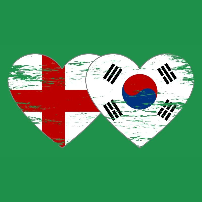 Angleterre Corée du Sud drapeau coeur utilisé