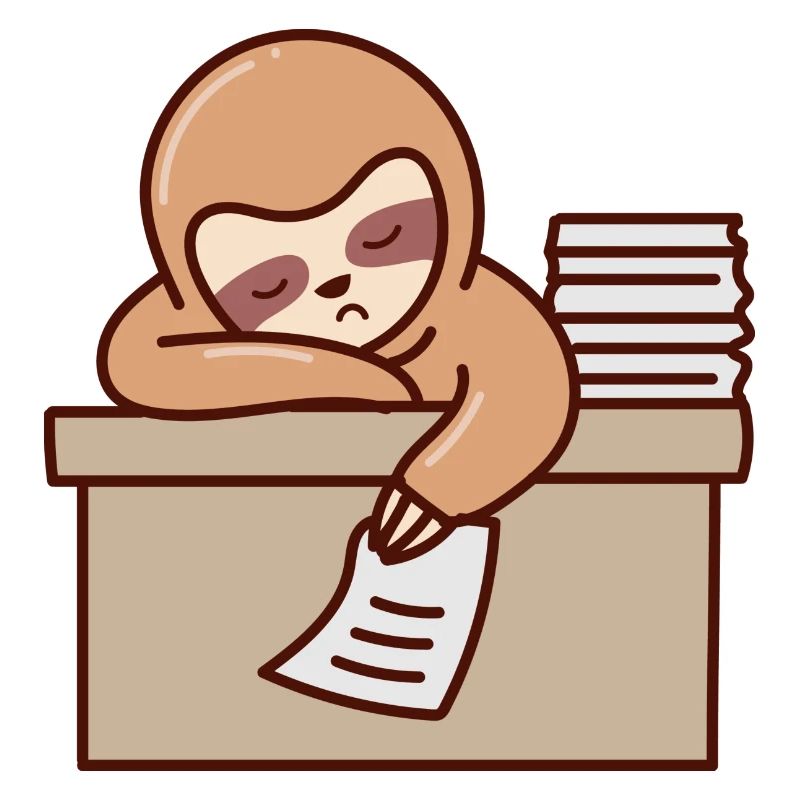 Sloth Working Falling Asleep Office Tired Monday