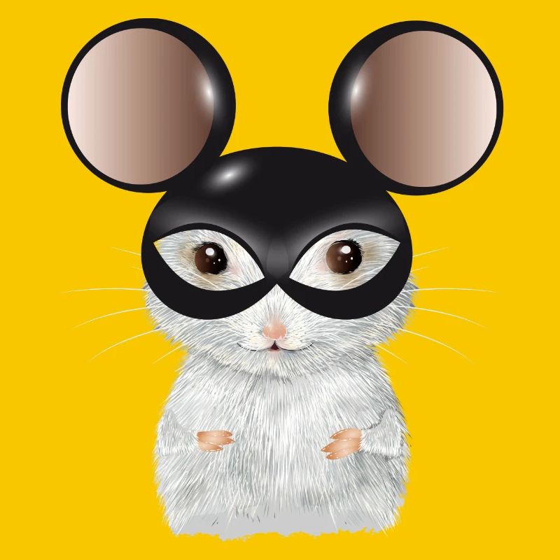Cute White Mouse with Mouse Ears Mask
