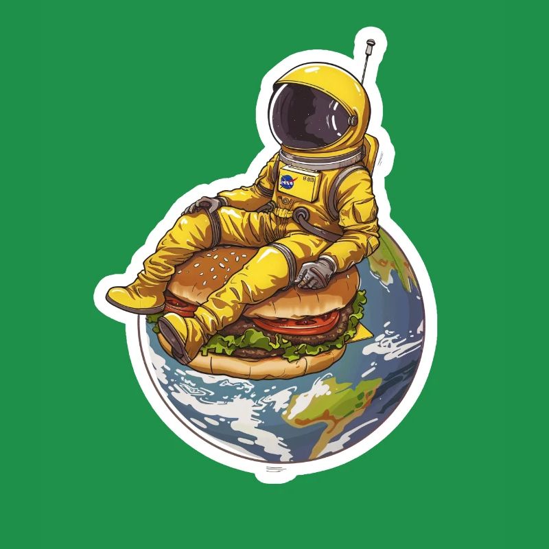 Astronaute doré sur Burger – Design alimentaire spatial
