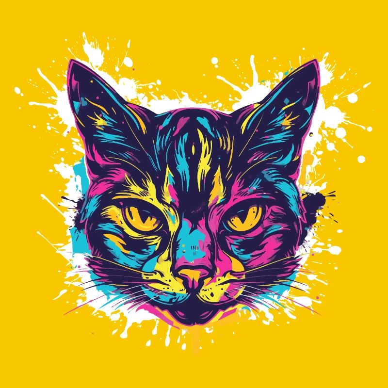 Cat Splatter Paint Blobs