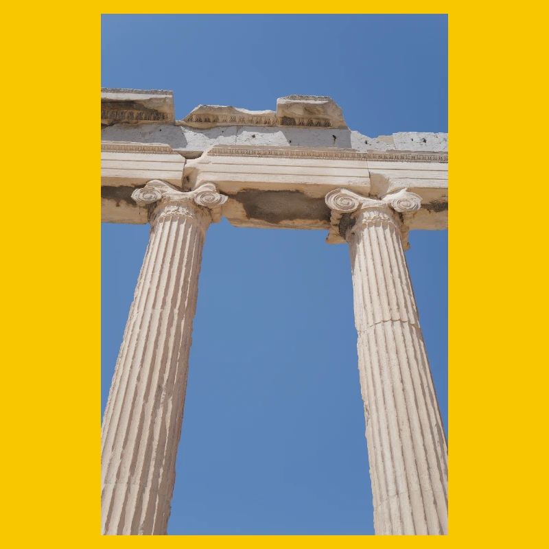 Ancient columns under blue sky, Acropolis
