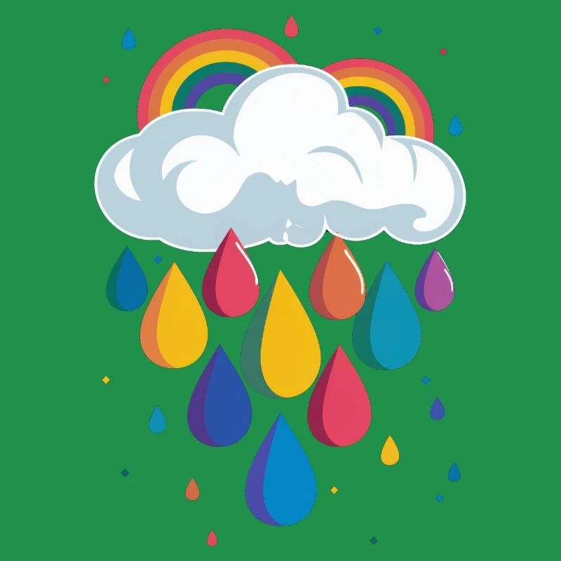 Rainbow Cloud Colorful Raindrops Graphic