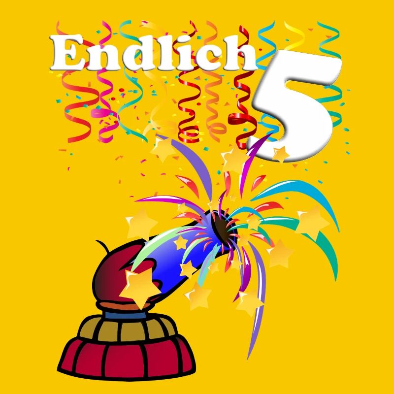 Finally 5 - 5th birthday with confetti