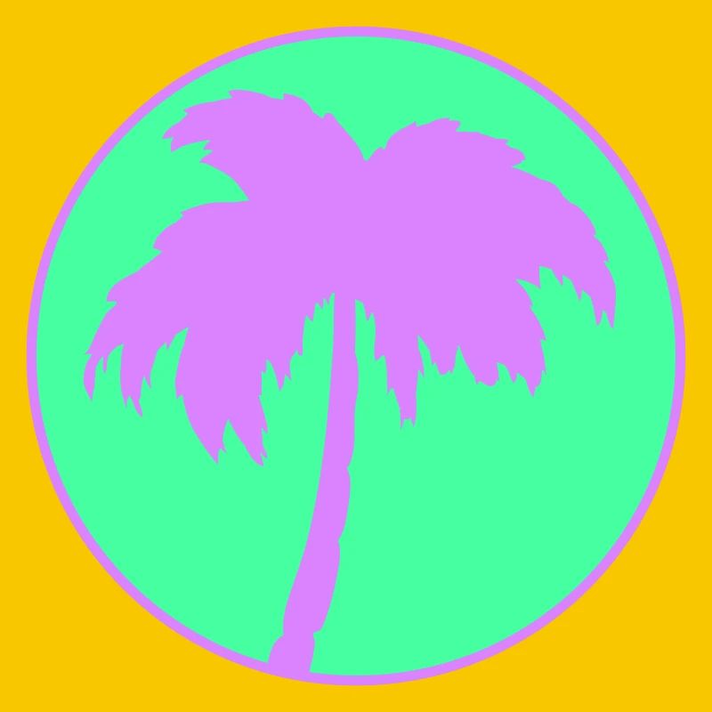 Neon Palm Tree Circle Silhouette