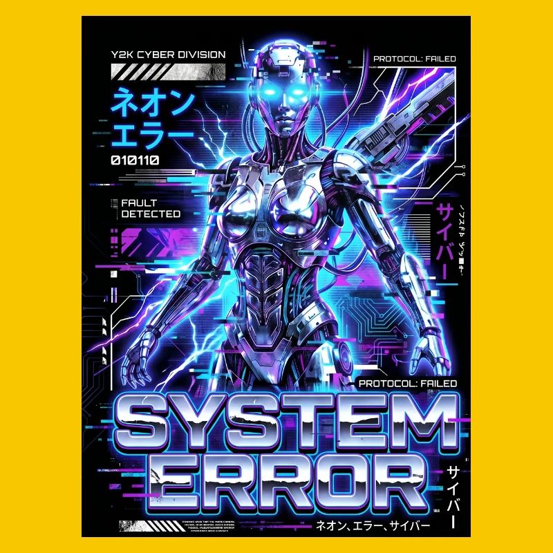 System Error Neon Cyborg