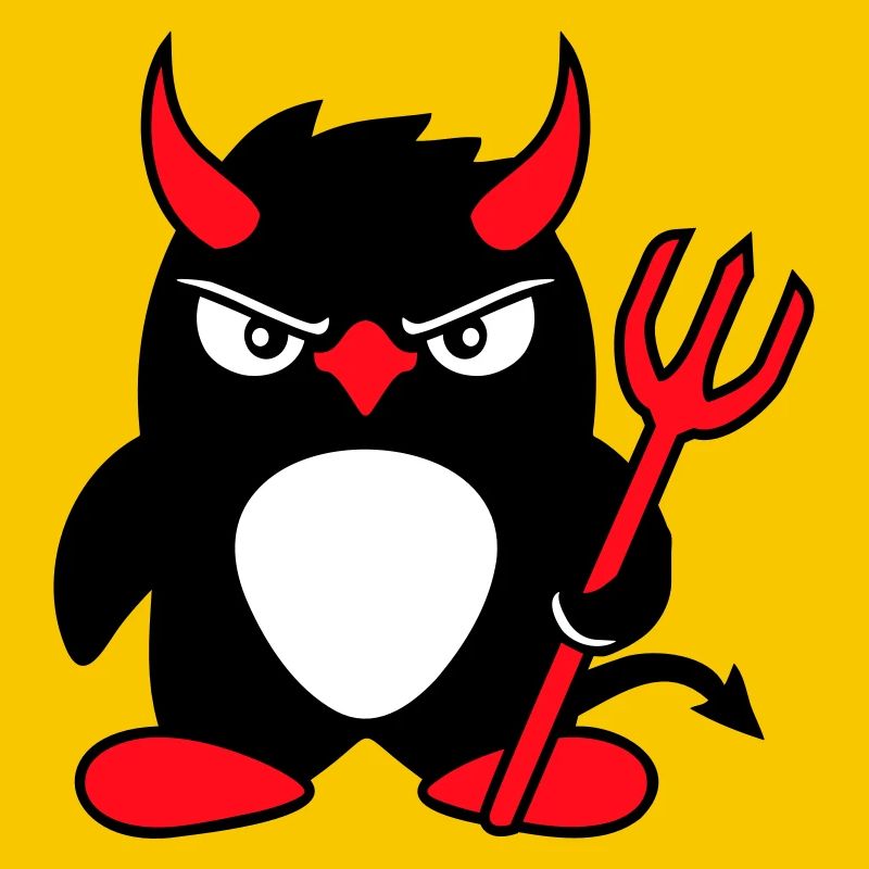 Penguin Devil Horns Trident Hell Evil Satan