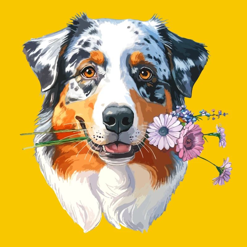 Aussie mit Blumen