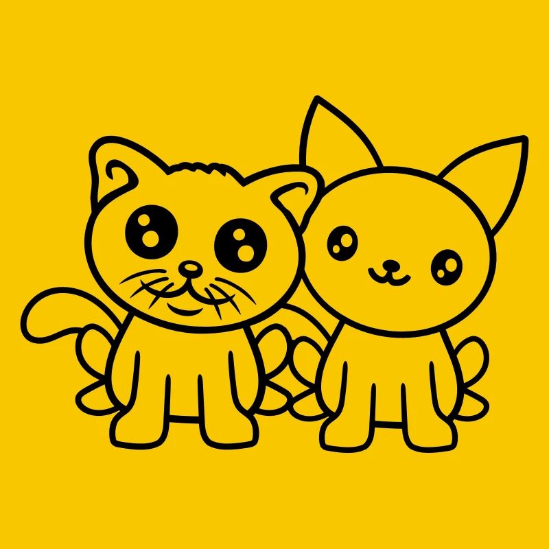 2 chats amis équipe équipage deux chatons de compagnie