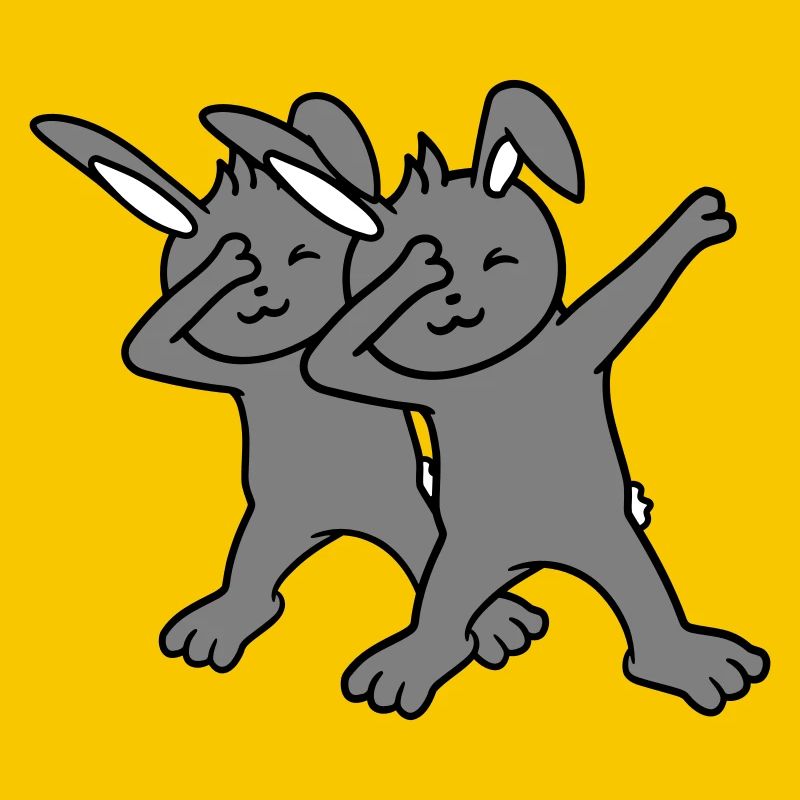 2 Bunnies Dabbing Dab Dance Pose Dancing Friends Team