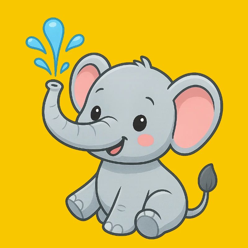 Mignon ami éléphant avec éclaboussure d’eau