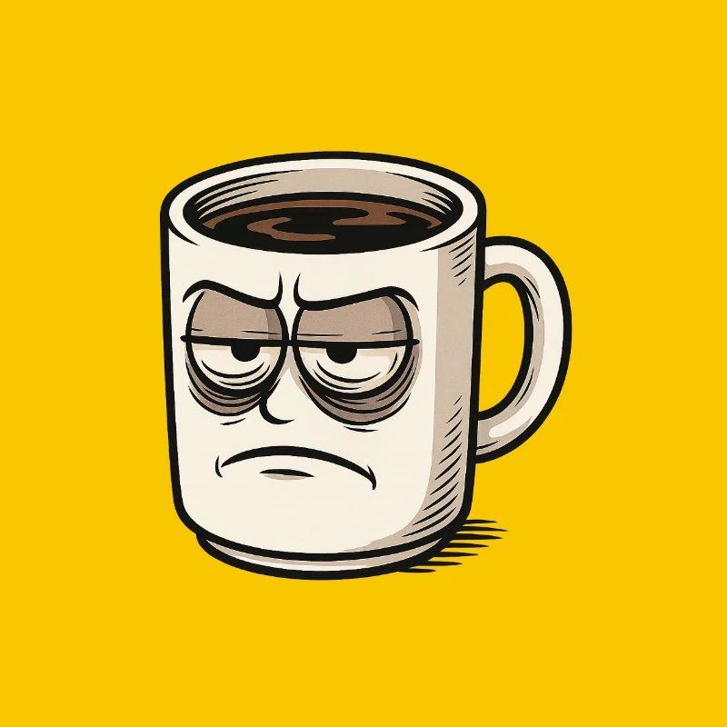 Kaffeetasse mit mürrischem Gesicht