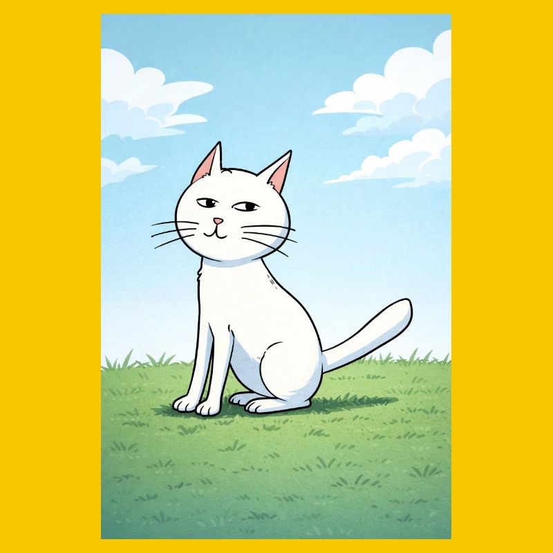 Weiße Katze mit frechen Blick