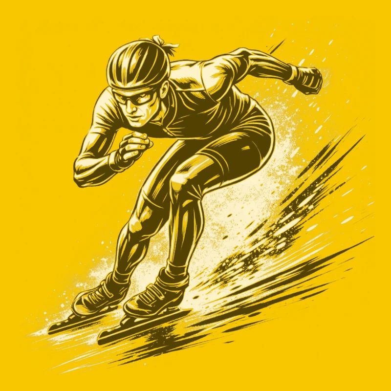 Speed skaters in full dynamics
