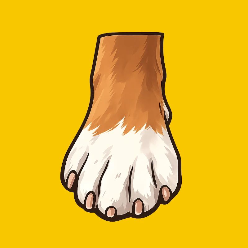 Conception de pattes de chien brunes blanches