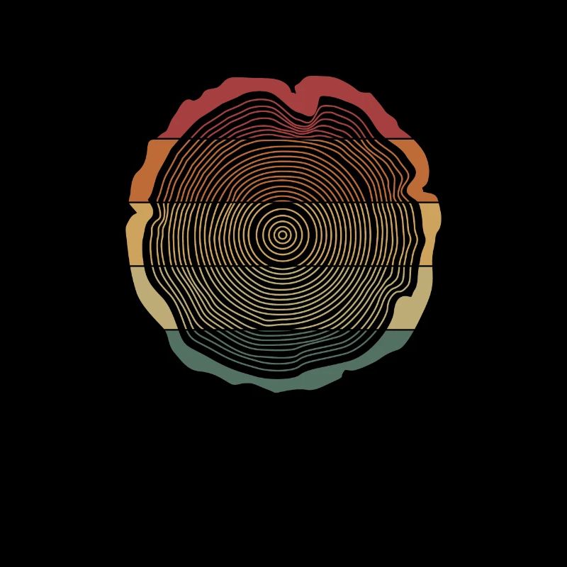 Wood Retro Tree Trunk Cross Section Lumberjack