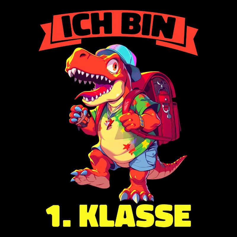 Ich Bin 1. Klasse Einschulung Dino Dinosaurier