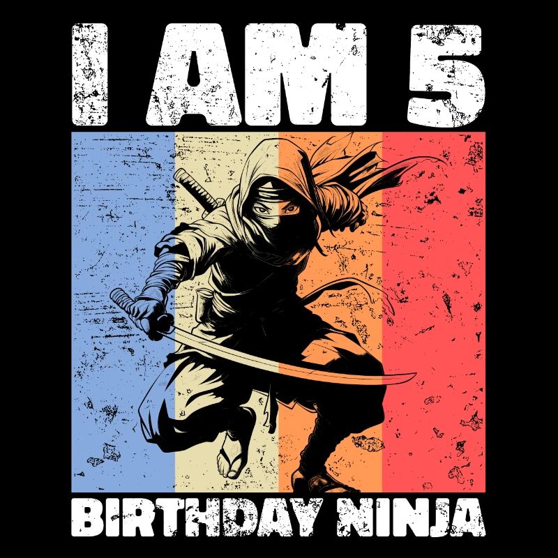 5e anniversaire Ninja Retro Boy 5 ans cadeau