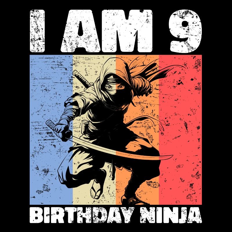 9e anniversaire Ninja Retro Boy 9 ans cadeau