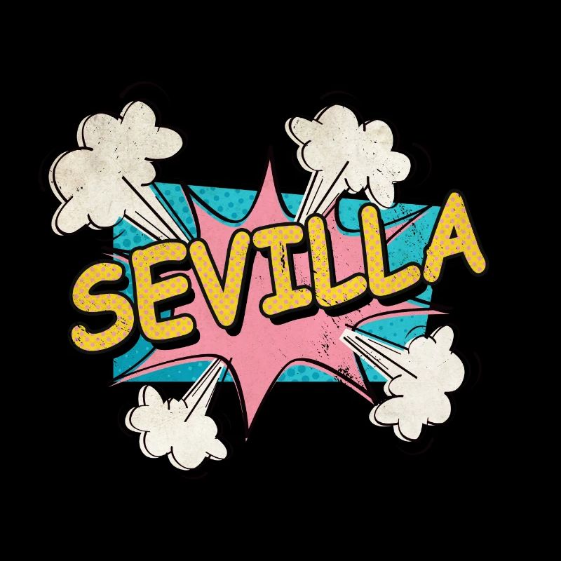 Sevilla Spanien Stadt Schrift Pop Art Comic