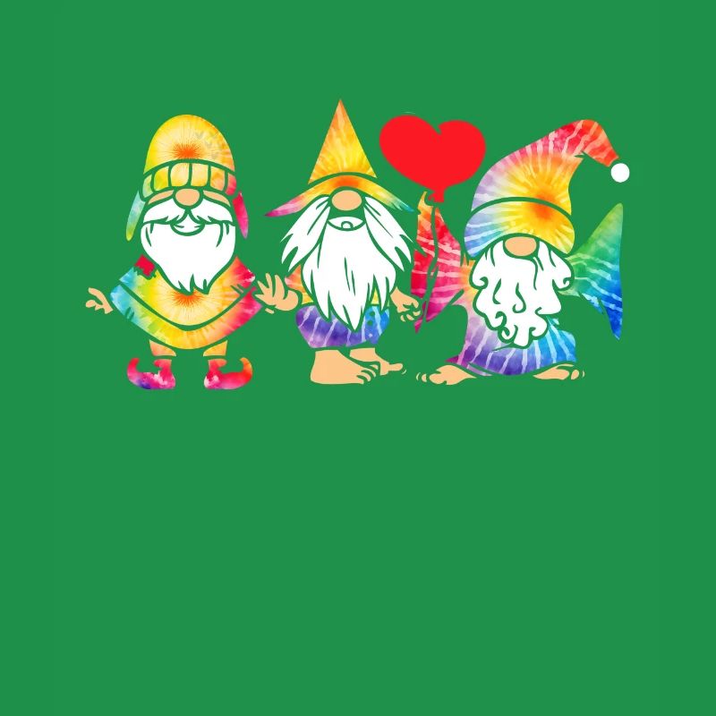 Drei Hippie -Gnomes Groovy Binde Dye Gnomies