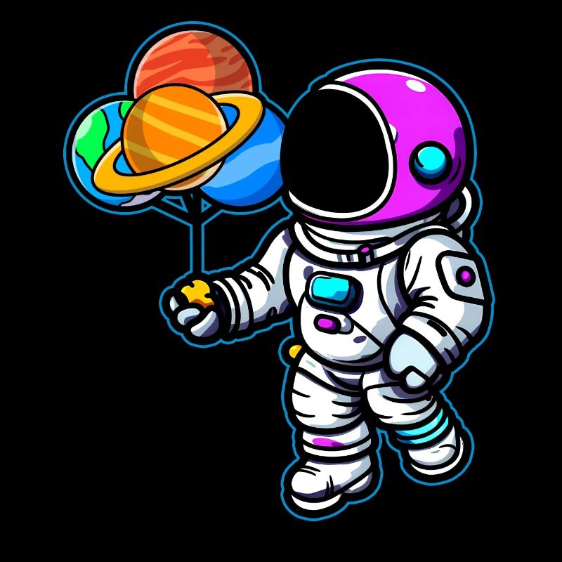 Astronaut Holding Planet Ballons Sonnensystem