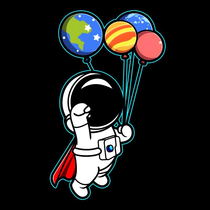 Astronaut Holding Planet Ballons Sonnensystem