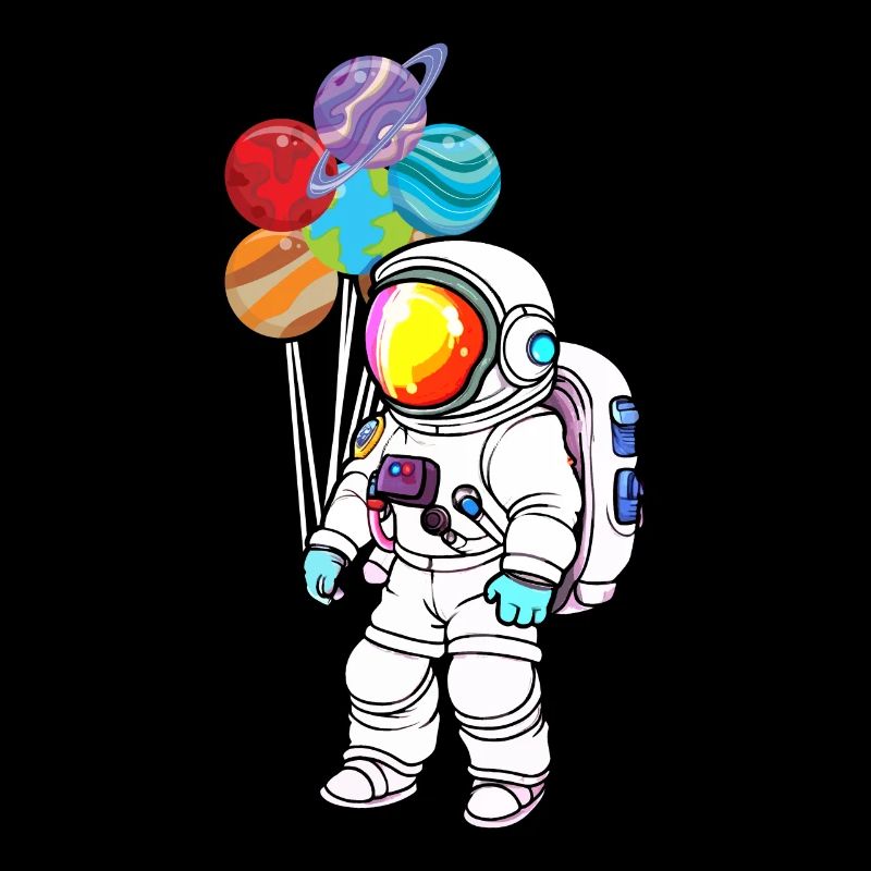 Astronaut Holding Planet Ballons Sonnensystem