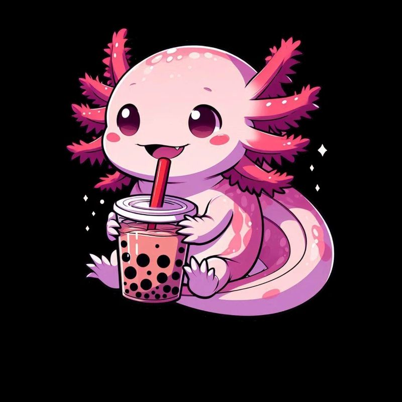 Axolotl Boba Tea Drinking Otaku Anime Lover