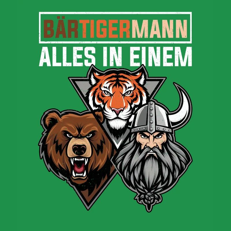 BEARDED MAN Viking Beard Man Tiger Funny