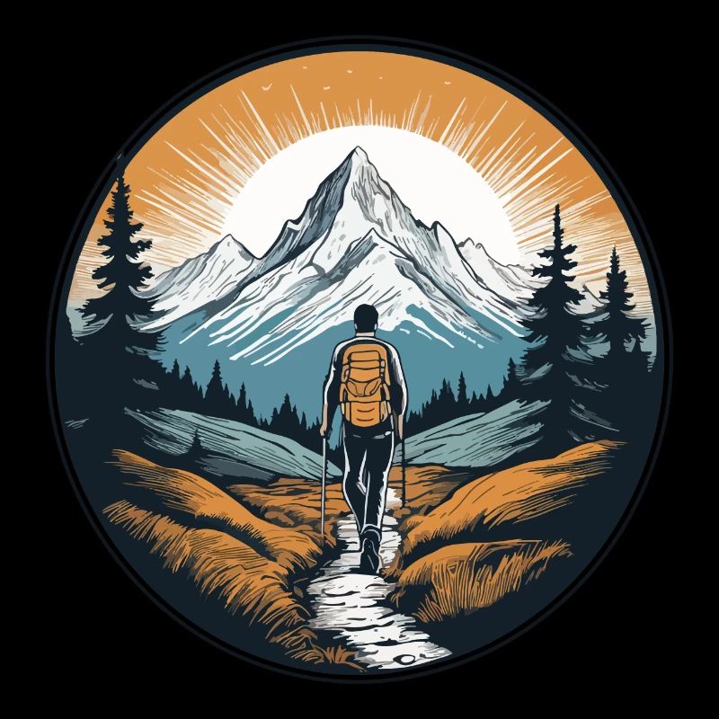 Hikers in front of a mountain backdrop