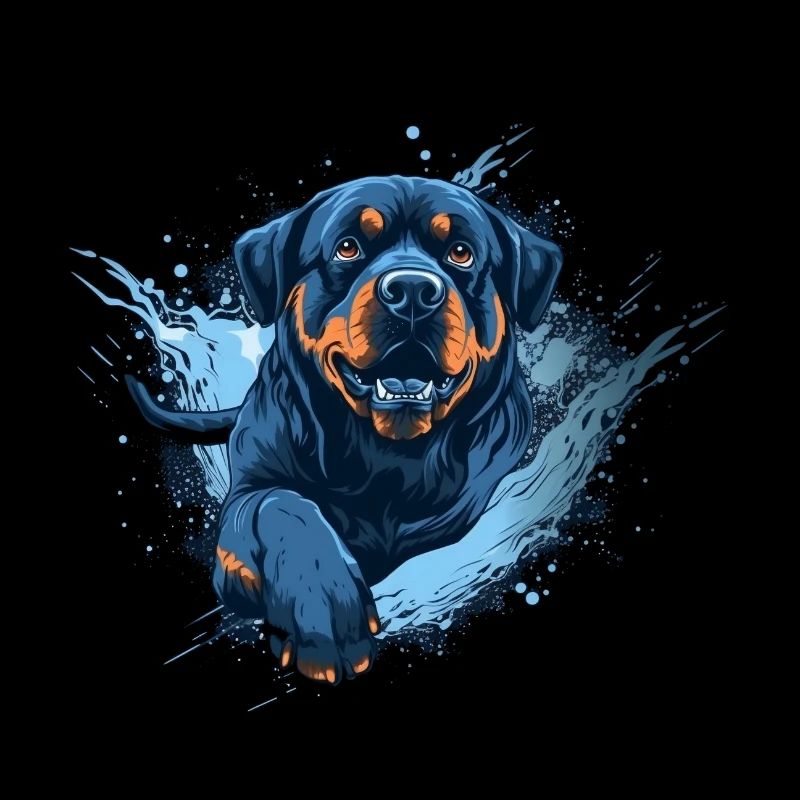 Rottweiler Dock-Diving into Water
