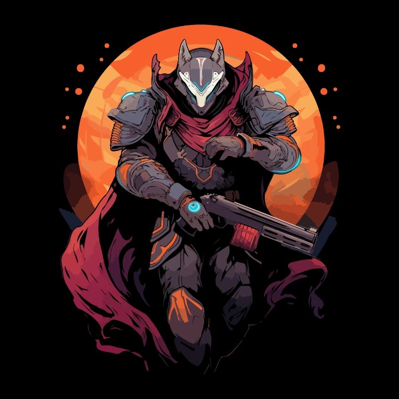 Epic Gamer Guardian mit Cape mit Mond auf der