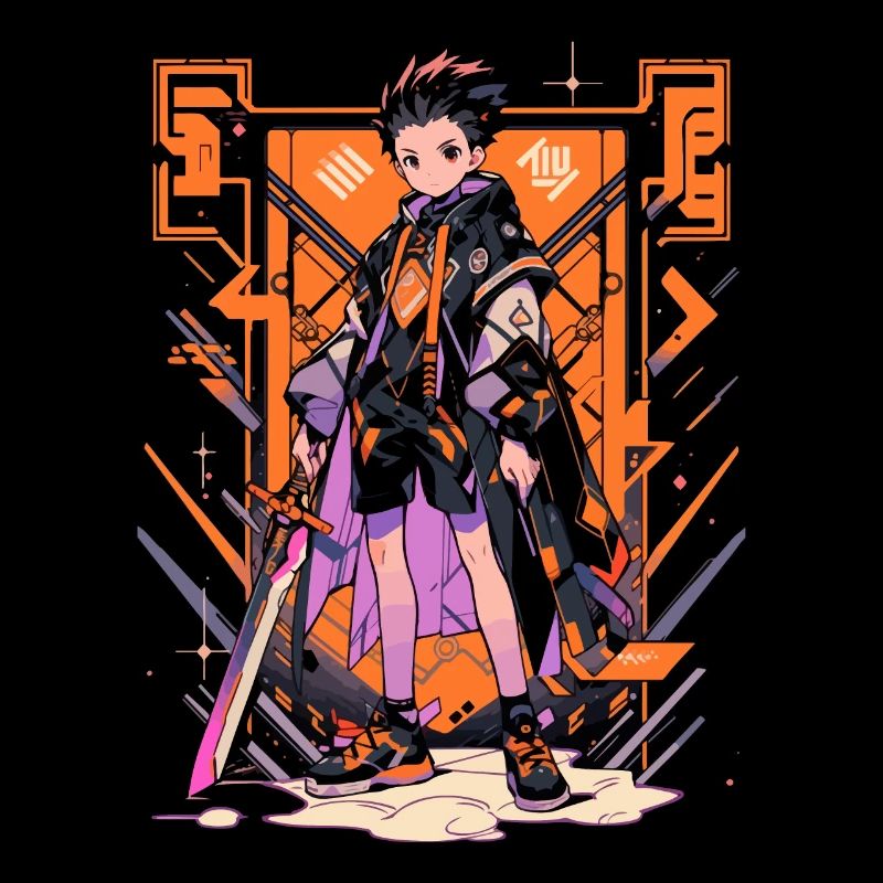 Shibuya: Cool Anime Boy avec épée japonaise