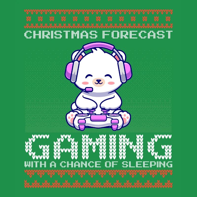 Funny Christmas Forecast Gaming Eisbär Ugly Xmas