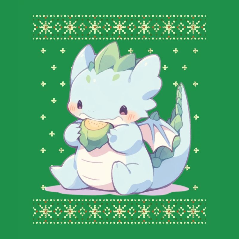 Dragon kawaii dans le style pull de Noël moche
