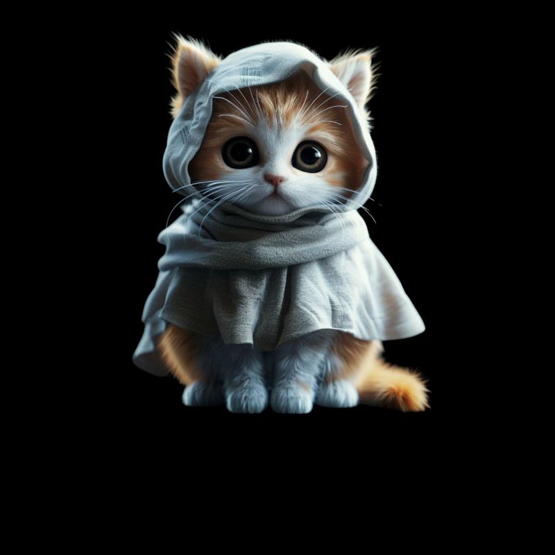 Kitten in ghost look - Cute Halloween design